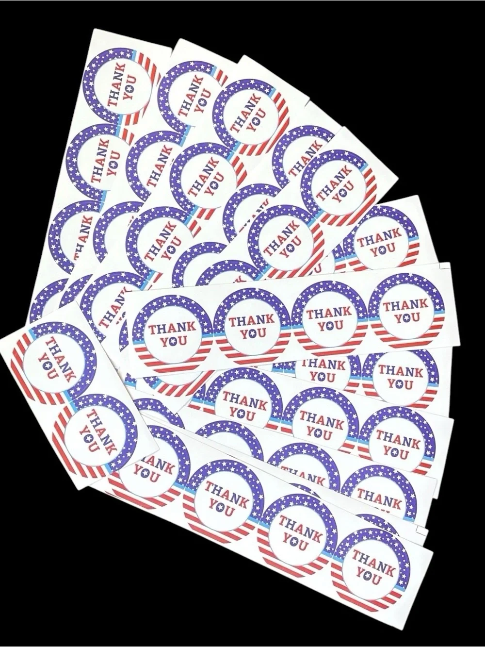 50 Patriotic USA Thank You Stickers 1.5
